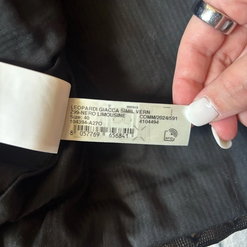 Pinko Leopardi Giacca Faux Leather Jacket Black Quilted Women’s Size US 4, IT 40